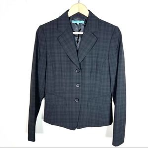Antonio Melani Black plaid business blazer suit jacket size 6 B48